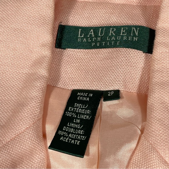 Ralph Lauren Linen Blazer Jacket Womens 2P Pink Notch Lapel Pockets Button Front - Picture 4 of 8